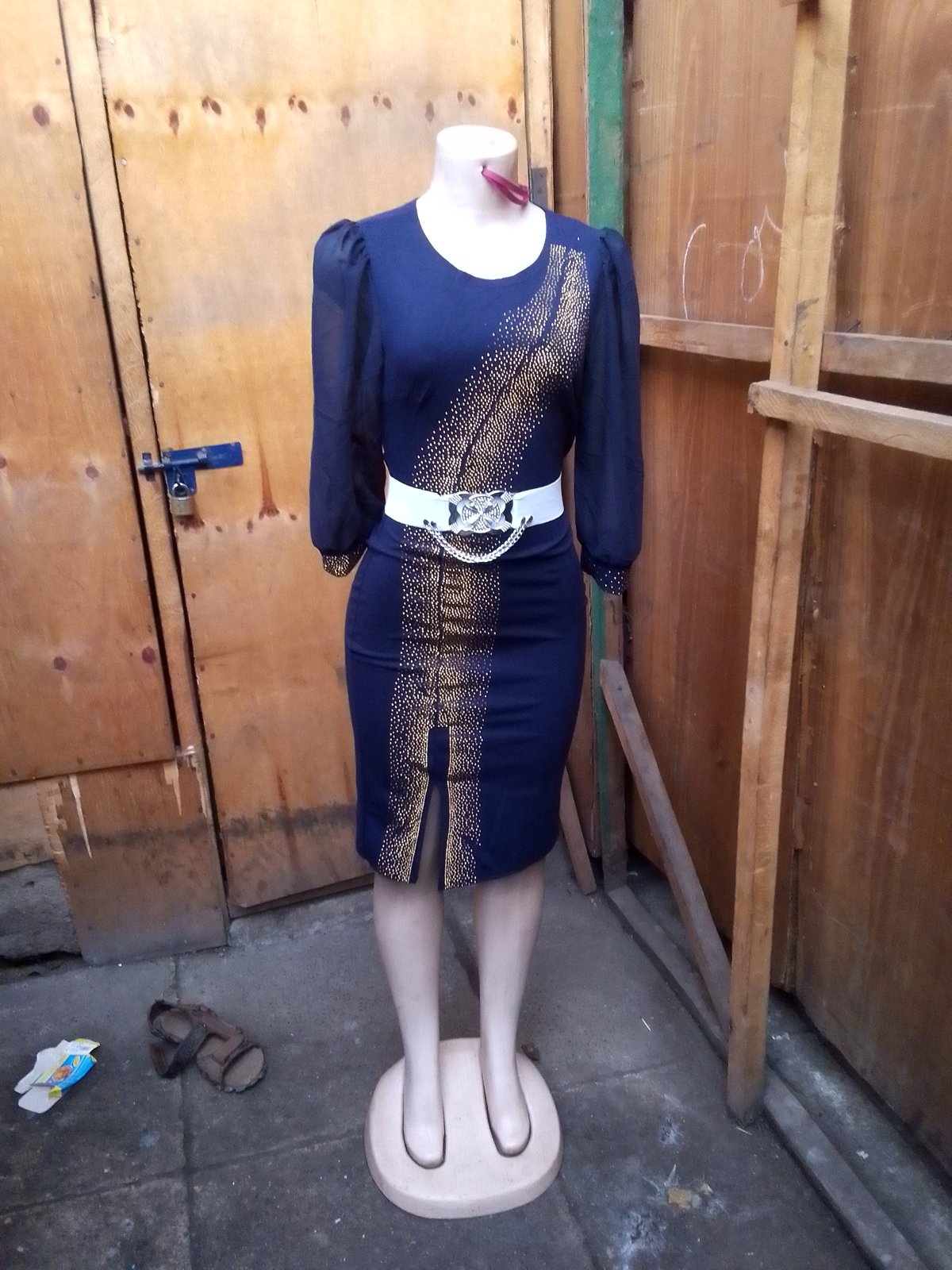 Navy Dress with Embellished Detail